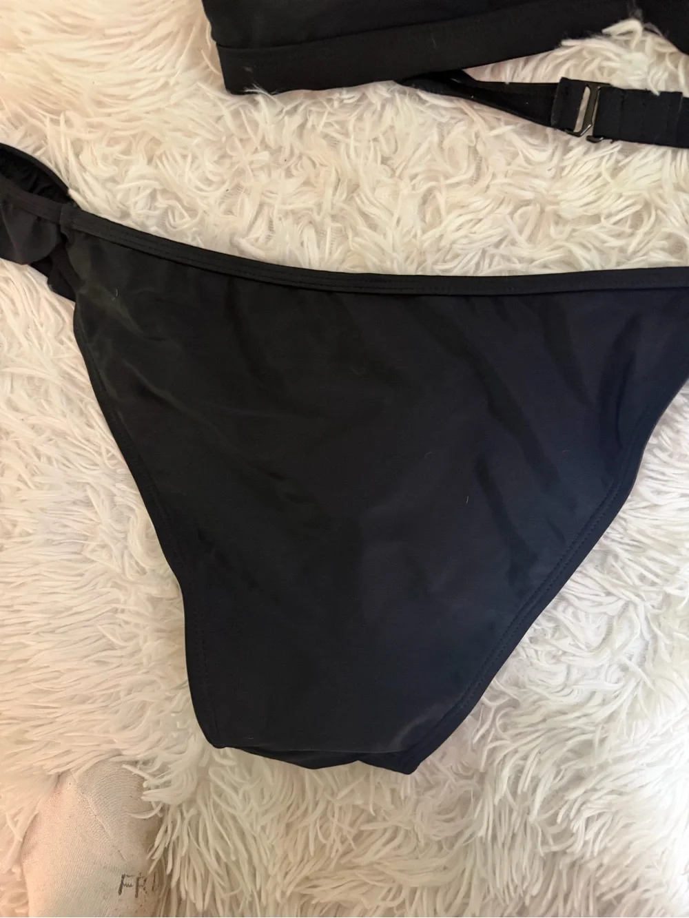 Shekini Black Ruffle Bikini Set Size L Adjustable Swimwear